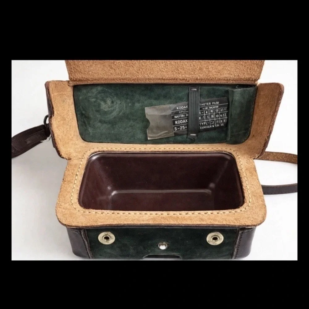 Vintage Kodak Dark Brown Leather Camera Bag with Strap